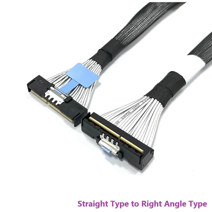 MCIO 16X/124 pos RA-STR Cable For PCIe 5.0